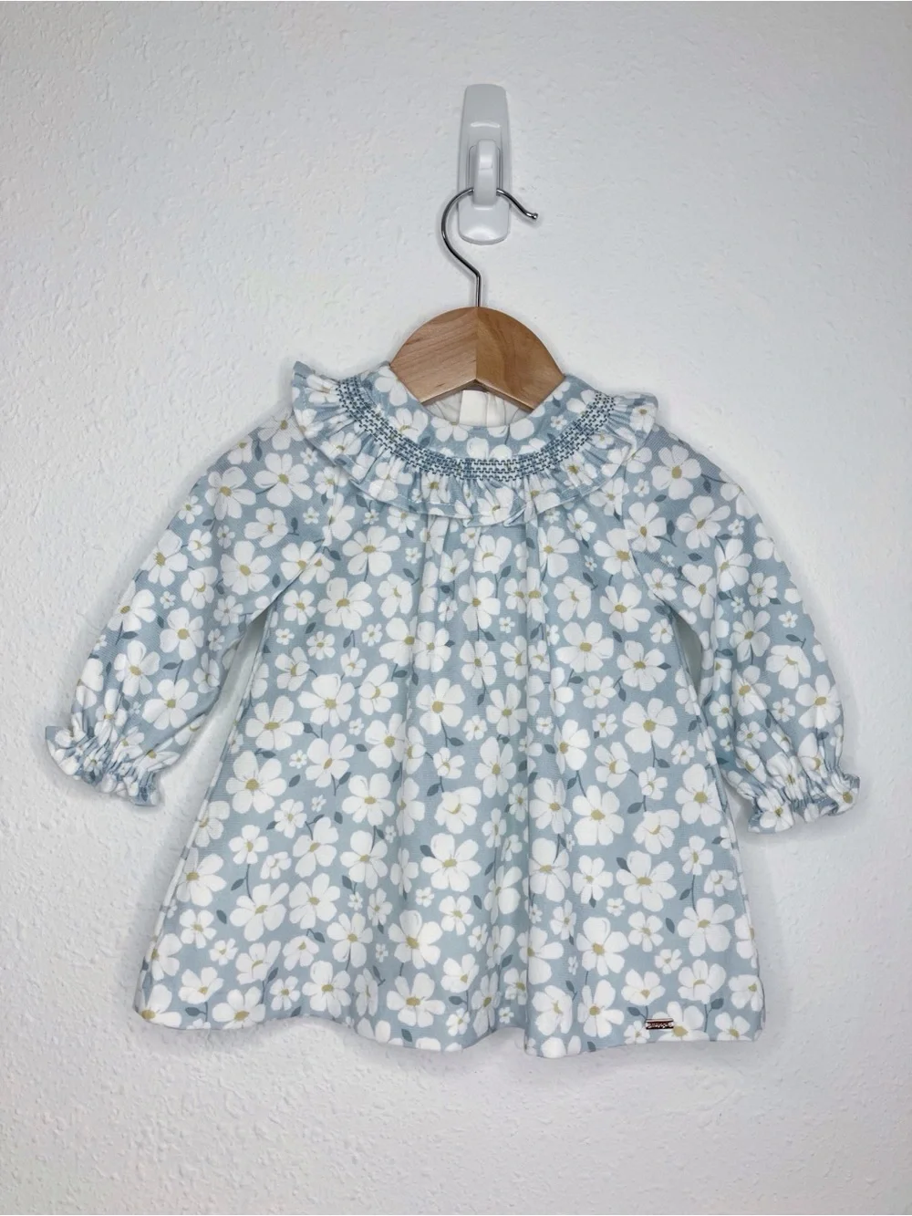 NWT Mayoral smocked dress blue white daisy floral infant girls 4-6 months